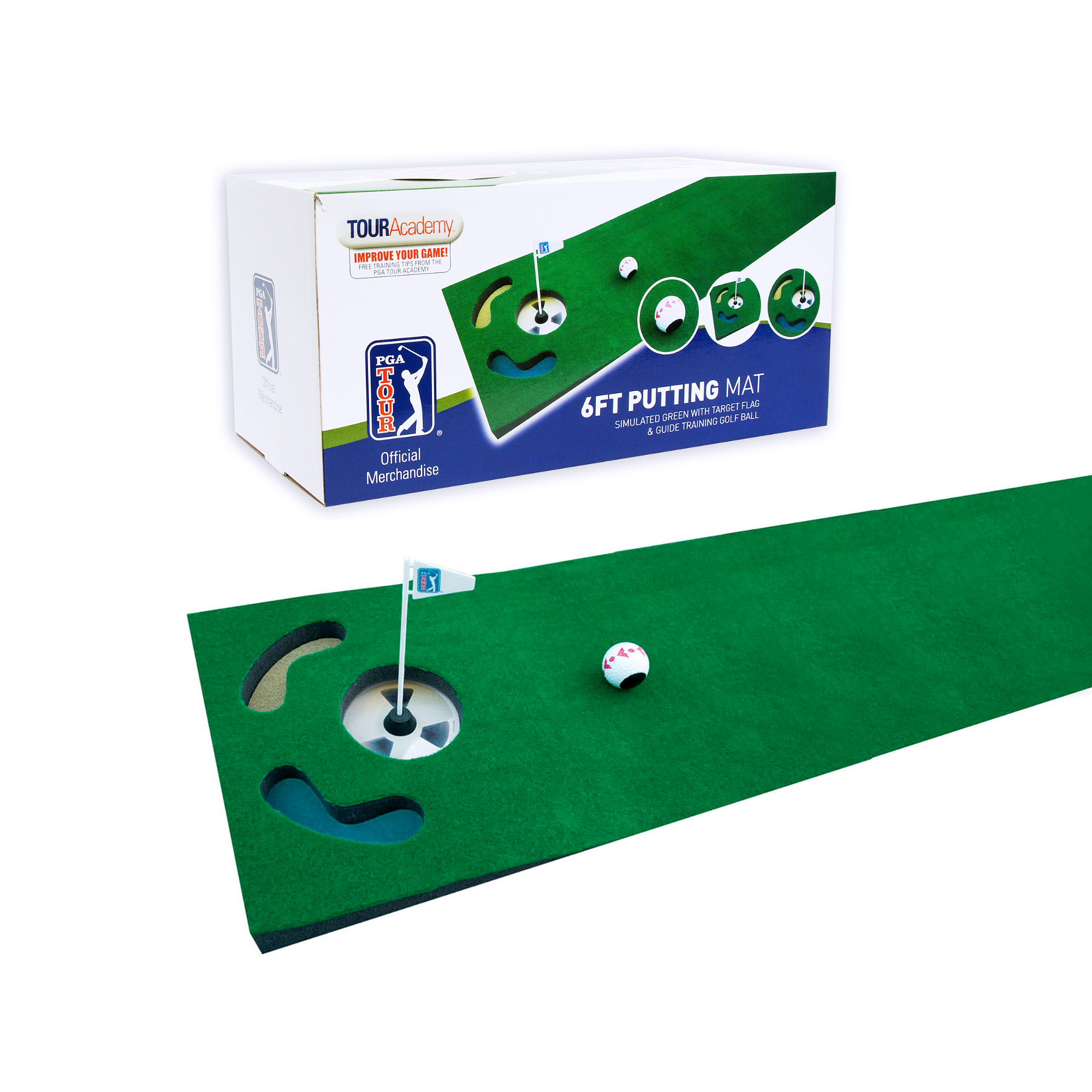 PGA TOUR 6ft Putting Mat with Guide Ball and Training Tips PGA TOUR 6ft Putting Mat with Guide Ball and Training Tips